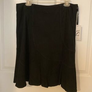 Black goat suede skirt.